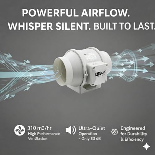 Image of Inline Duct Fan |5 Inch | Silent Mix Flow Fan | Inline Exhaust Fan | Circular Inline Fan /Air Circulation System | White 45W Copper Motor | Airflow 310m3 /h | 2 Speed | 2600 RPM