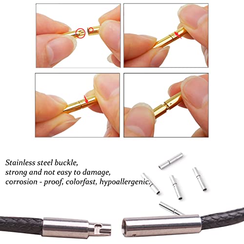 Otxas Leather Necklace Cord, 18inch-24inch Waterproof Rope Necklace for Men Women, 316L Stainless Steel Clasp, 2，3mm Width Leather Necklaces for Mens3