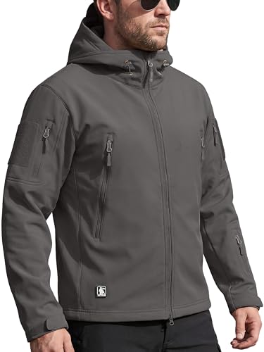 Veste tactique militaire imperméable à capuche grise pour homme taille 4XL