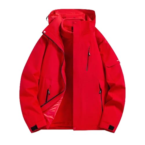 Womens Waterproof Jacket Solid Colour Hooded Skiing Jackets for Rain Snow Outdoor Hiking Windbreaker Winter Coat