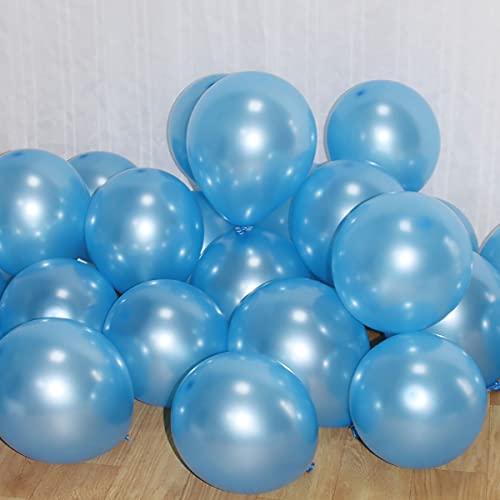 Image of KALOR 12 Inch Pearl Light Blue Balloons, 50 Pcs Shiny Latex Helium Balloons for Kid's Birthday Party, Baby Shower, Wedding, Graduate Party Decorations