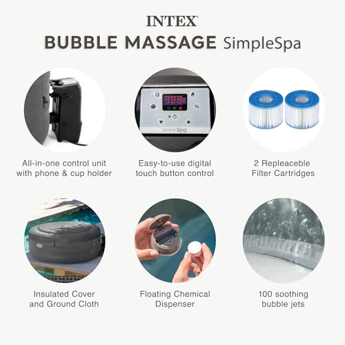Image of INTEX SimpleSpa 4 Person Inflatable Hot Tub, Portable Spa with 100 Jets