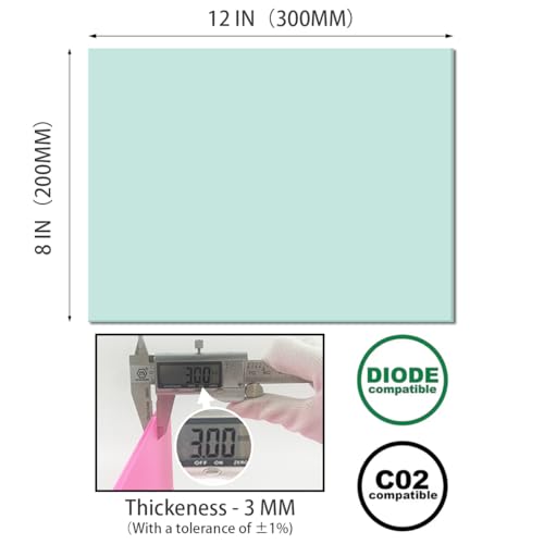 Image of 2pack Pastel Cell Cast Acrylic Sheets blueish Green 1 /8inch (3mm) 8x12 200x300mm Glossy Matte Laserable Plexiglass Sheets Plasitc Board for Laser Cutting Engraving DIY Project Craft Sign