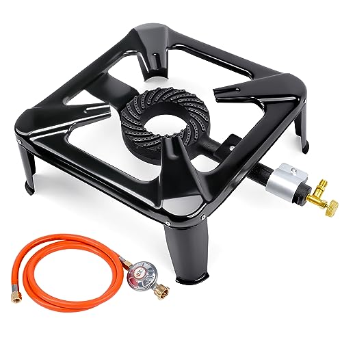 GFTIME Hockerkocher Gas 8 KW, Tragbarer Camping Gaskocher, Campingkocher für Camping, Outdoor und BBQ, Mit 1,5 m Propan-Gas-Schlauch & Propan-Konstantregler, Abnehmbare Beine für Einfache Lagerung