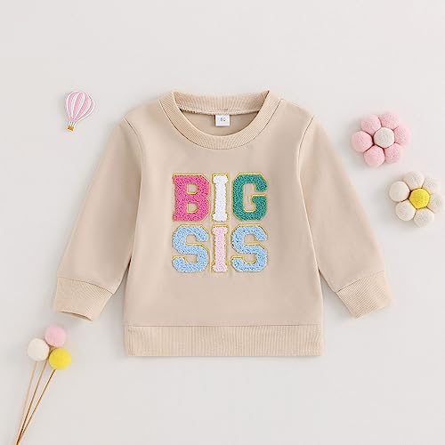 VISGOGO Infant Baby Boy Girls Big Lil Bro Big Lil Sis Matching Set Sweatshirt Romper Embroidery Sweater Toddler Clothes2