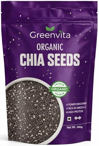 Greenvita Chia Seeds 250g, I Seeds for Eating | Seeds for Weight Management | Rich in Calcium, Protein & Fibre (Pack of 1)