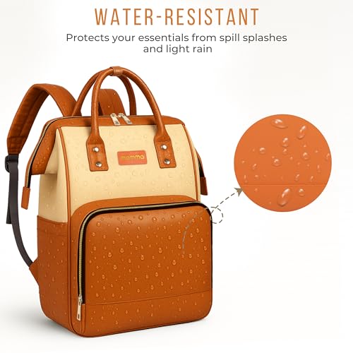Image of MAMMA Vegan Leather Diaper Bag for Mothers for Travel, Baby Bag for Mother Travel, Diaper Bag for Baby, 12 Pockets Waterproof Diaper Bags for Mom, Hospital Bag for Delivery Women | 9 Months Warranty