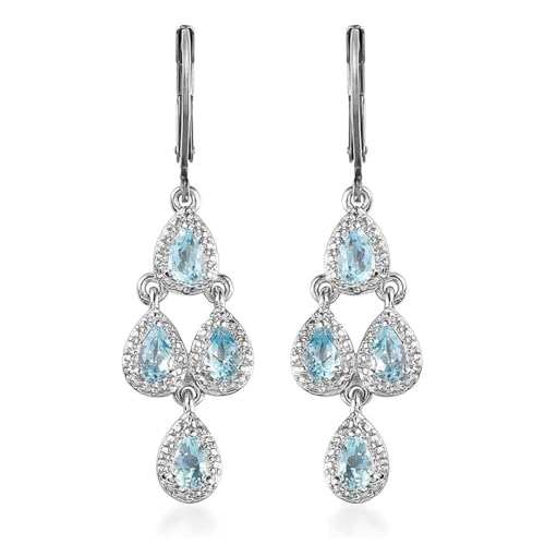 Chandelier Dangle Drop Earrings Women Trendy in Stainless Steel with Platinum Plating Gemstone Amethyst, Citrine, Peridot & Topaz Birthstone Beach Boho Jewelry Gifts