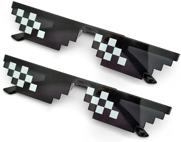 2Pcs Mosaic Sunglasses Cool Party Vintage Shades Eyewear For Men Pixelated Sunglasses Funny Women Glasses