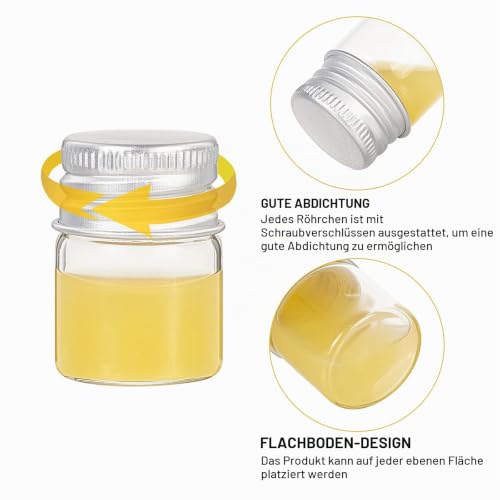 BENECREAT 20Pcs 5ml Versiegelte Glasflasche Mit Schraubverschluss Aus Aluminium Klare Flüssigkeitsprobenflasche Für Message Bottle… – Ansicht 4