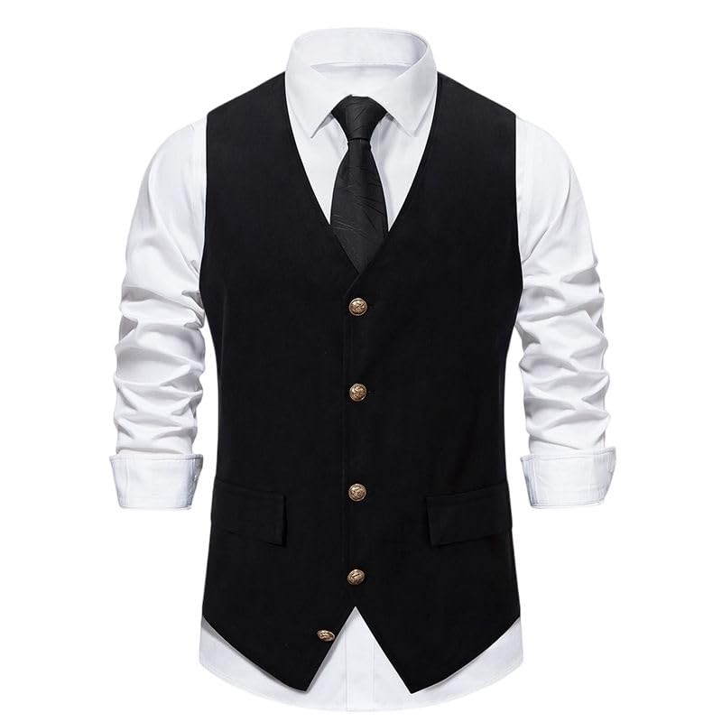 Chaleco vintage hombre de botonadura simple y sutil acabado retro 7