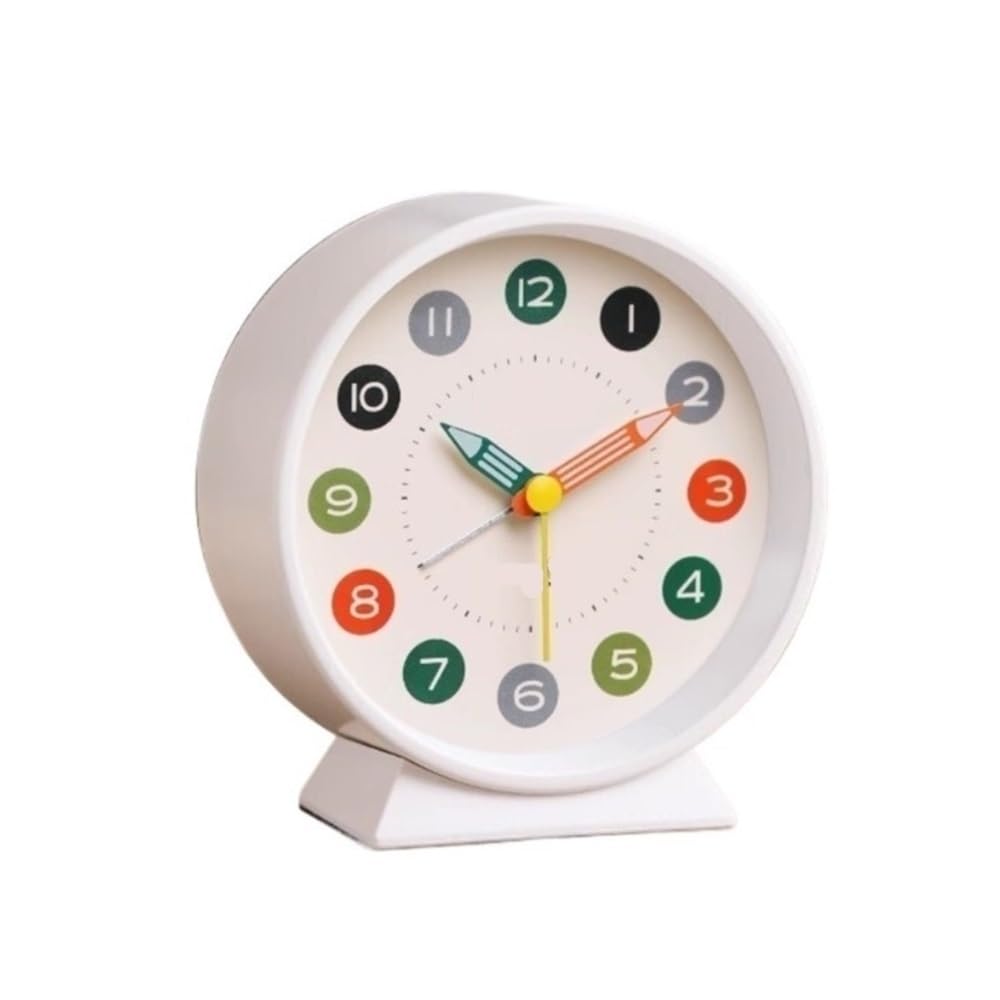 NIUHUAHUI Alarm Clock, Silent mini desktop alarm clock, best for students and study use, a gentle morning wake-up device, compact and stylish for home or office(White)
