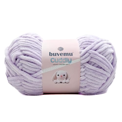 Image of Cuddly Velvet Chenille Yarn, Super Soft Fluffy Bulky for Knitting Crocheting Crafting Blanket Amigurumi, Durable for Shedding, 100 Gram (3.53 Ounces) 109 Yards (100 Meters) (Lilac)