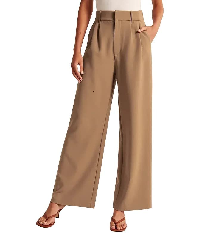 Lightweight Tailored Wide Leg Pants Womens Casual Effortless Tailored Wide Leg Pants