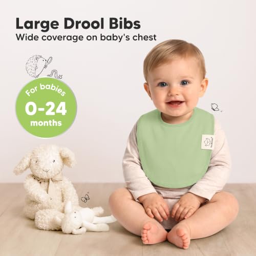 Image of KeaBabies 8-Pack Organic Baby Bibs for Drooling and Teething (Dew) | Soft Cotton Bibs for Baby Girl, Boy, Extra Absorbent, Easy to Clean & Put On, Toddler, Newborn, Infant 0-24 Months