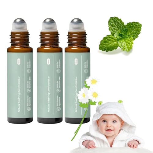 Image of 3Pcs Teething Roller, Mamas Teether: Baby Teething Oil Roller, Teething Roller All Natural for Babies, Natural Gentle Teething Relief Roller, Teething Roller All Natural for Babies