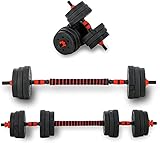 [Ejercicio de cuerpo entero]: no solo puedes combinar diferentes placas de peso, sino también conectar la barra a la barra. Puedes utilizar mancuernas para fortalecer los músculos de los brazos, hombros, pecho, abdomen, espalda y piernas. Muy adecuado para entrenamiento de fuerza, culturismo, fitness o gimnasia.