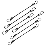 SDTC Tech 18 Inch Bungee Cord with Hook, 6 Pack Superior Latex Heavy Duty Elastic Rope Straps Strong