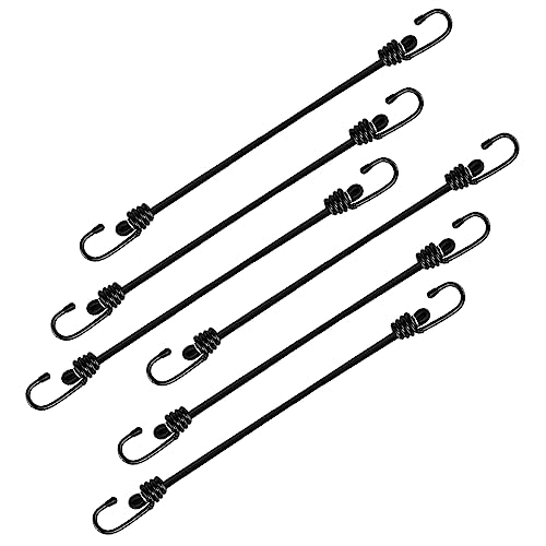 Sdtc Tech 12 Inch Bungee Cord With Hook, 6 Pack Superior Latex Heavy Duty Elastic Rope Straps Strong Tie Down With Hooks Lock Onto Anchor Points Of Luggage Rack/Camping/Tarps/Hand Carts Etc. #TOP8