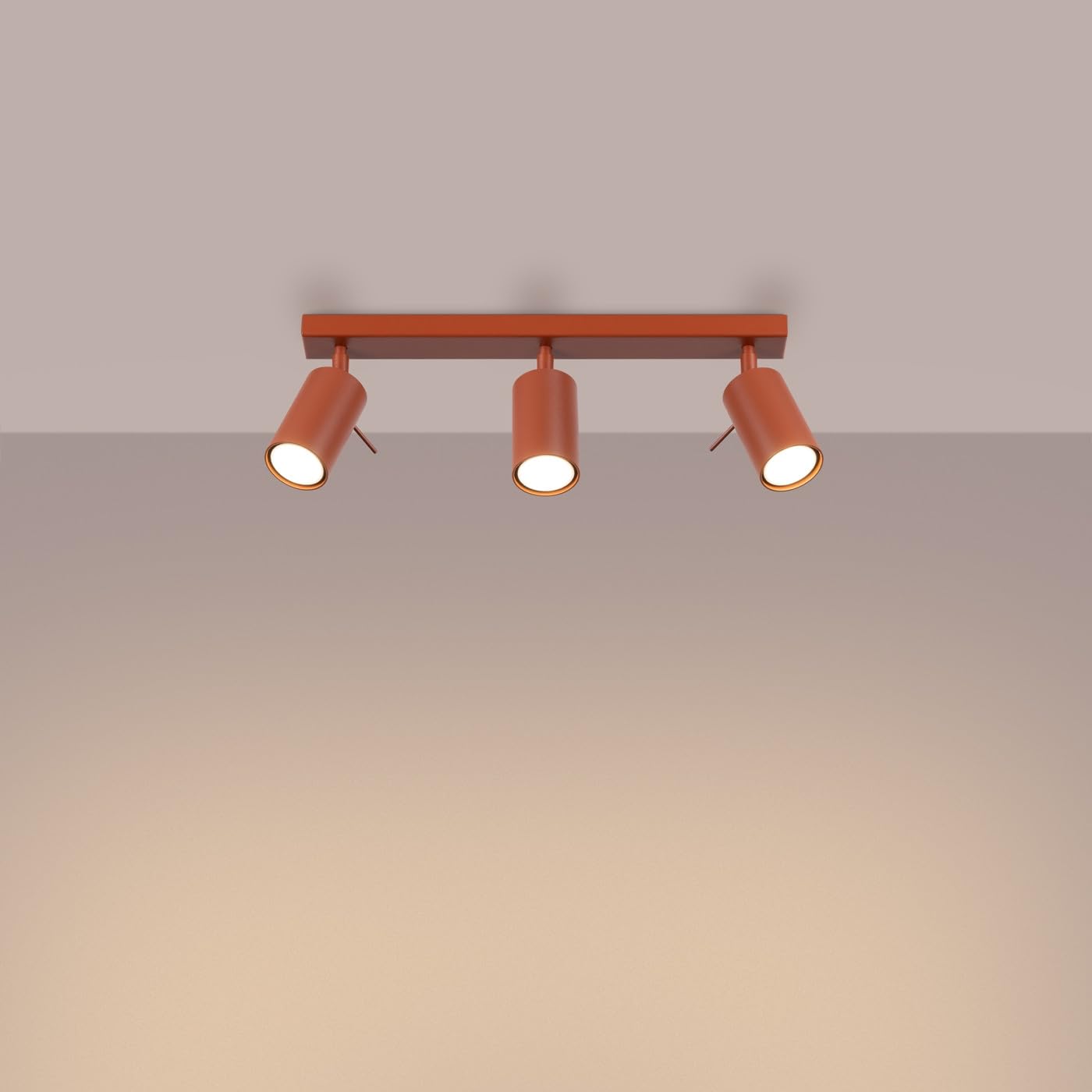 SOLLUX lighting Lampada Da Soffitto Orientabile Faretto Da Soffitto Di Acciaio 3 Paralumi 45 x 6 x 17 cm Ocra Rossa Ring