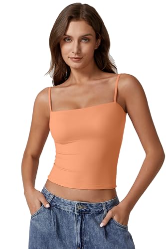 Image of QINSEN Women's Double Lined Basic Tank Top Adjustable Spaghetti Straps Sleeveless Camisole Shirts
