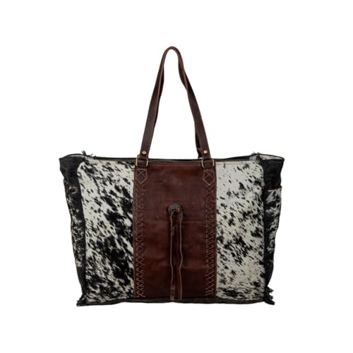 Myra Cow Print Canvas & Leather Purse for Women