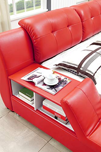 Greatime King Size Platform Bed, Red Color Bed, Luxury Bed Frame, Modern Upholstered Bed, No Box Spring Needed, Bedframe With Headboard #TOP4