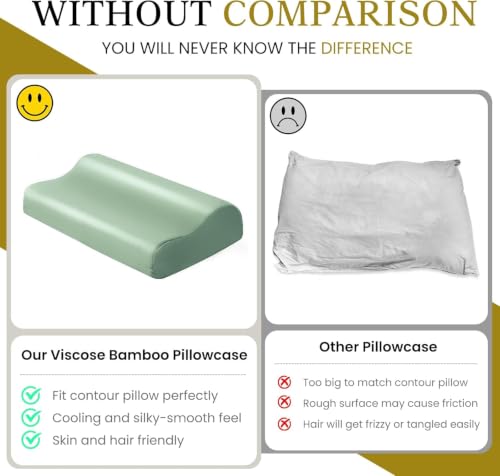 Image of Cooling Contour Cervical Pillowcase, Jade Green, 24x14x5 /3.7 Inches, 1 Pack