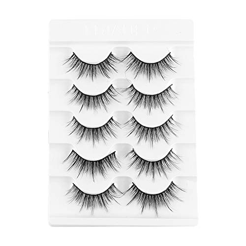 ARRIVEOK SKONHED 5 Pairs 3D Faux Mink Hair Criss-cross False Eyelashes Eye Lash Extension Eye Makeup Tools Natural Long Wispy Flared Multi-styles(Dramd)