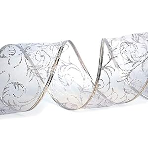 Silverribboneasterwiredribbonsforchristmastreehomedecorwiresheerorganzaglittermetallictrimgiftsbowsgiftwrappingcraftsfloralbasketsxmastrees20yd25inwide1largeroll  Urban Country Home Decor Silver ribbon easter wired ribbons for christmas tree home decor wire sheer organza glitter metallic trim gifts bows gift wrapping crafts floral baskets xmas trees 20yd 25 in wide 1 large roll  urban country home decor