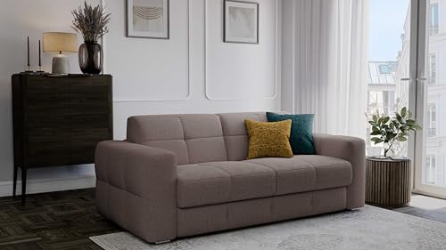 Mondo Sofa Group Canapé-Lit Cecilia 3 Places Structure en Métal et Bois Remplissage en Mousse de Polyuréthane Revêtement en Tissu Sommier à Grille Électrosoudée...