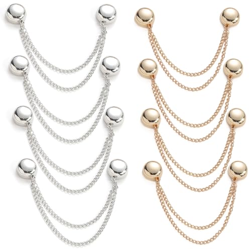 8PCS Hem Holder Scarf Buckle - Magnetic Dress Sleeve Clips, Strong Snap Tie for Shirts,Decoration No-Pin Waist Cinch