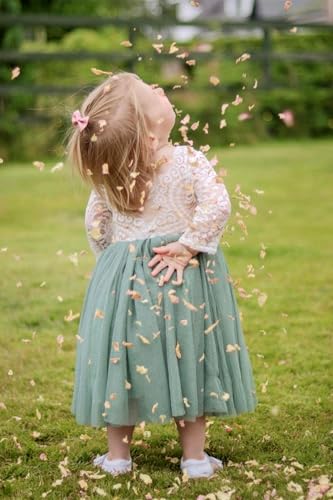 Image of 2Bunnies Girl Peony Lace Back A-Line Straight Tutu Tulle Party Flower Girl Dress