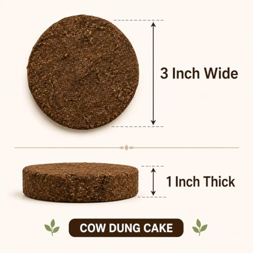Image of NEXIL Pure Desi Cow Dung Cakes for Pooja, Hawan & Agnihotra | 100% Natural & Sun-Dried | Size: 3 Inch Diameter, 1 Inch Thickness | Organic Cow Dung Upla for Religious Ceremonies (Pack of 40)