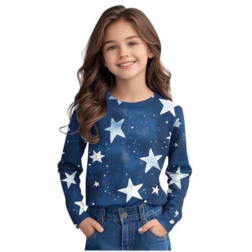 Funny Star Print Shirts for Girls Spring Loose Fit Preppy Shirts Comfy Lightweight Crewneck Blouses Long Sleeve Tops4