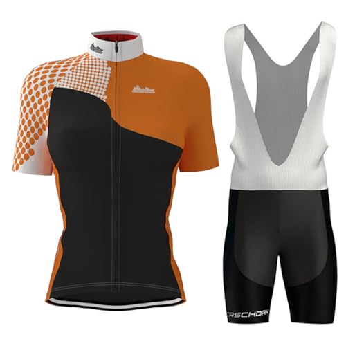 Ropa Ciclismo Mujer Verano Conjunto Bici MTB Manga Corta Maillot Ciclista,Traje Bicicleta Camiseta Ciclo y Culotte Tirantes con 9D Gel Acolchado,Completa Jerseys Transpirable Secado Rápido(10,L)