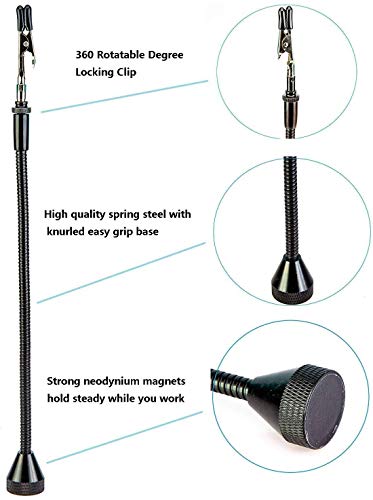2 Pack Set Magnetic Flexible Gooseneck Metal with Alligator Clips for Helping Hands Third Hand Tool Automobile Electronics Soldering Jewelry Painting Art Crafts Hobby