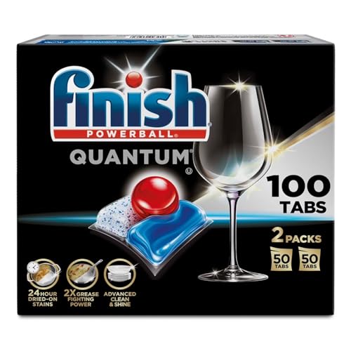 Image of Finish - Quantum with Activblu Technology - 100 Tabs - Dishwasher Detergent - Powerball - Ultimate Clean and Shine - Dishwashing Tablets - Dish Tabs 50ct (Pack of 2)