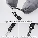 Refillable Pillow Case Travel Extra Luggage Velvet Refillable Neck Pillows Storage Fits Short Journey Essential Multifunctional Adjustable U-Shaped Grey