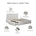 DHP Dakota Upholstered Platform Bed with Underbed Storage Drawers and Diamond Button Tufted Headboard and Footboard, No Box Spring Needed, Queen, White Faux Leather
