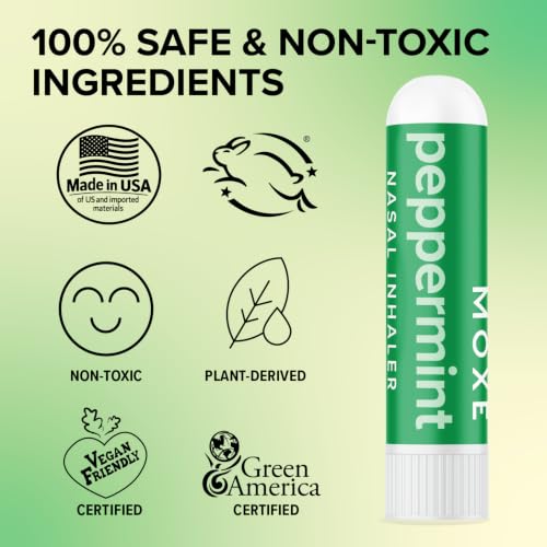Image of MOXĒ Peppermint Essential Oil Nasal Inhaler Stick, Cooling & Refreshing 3PK | Pure Peppermint Essential Oil for a Cooling Sensory Experience; Headache Support, No-Mess Portable Aromatherapy