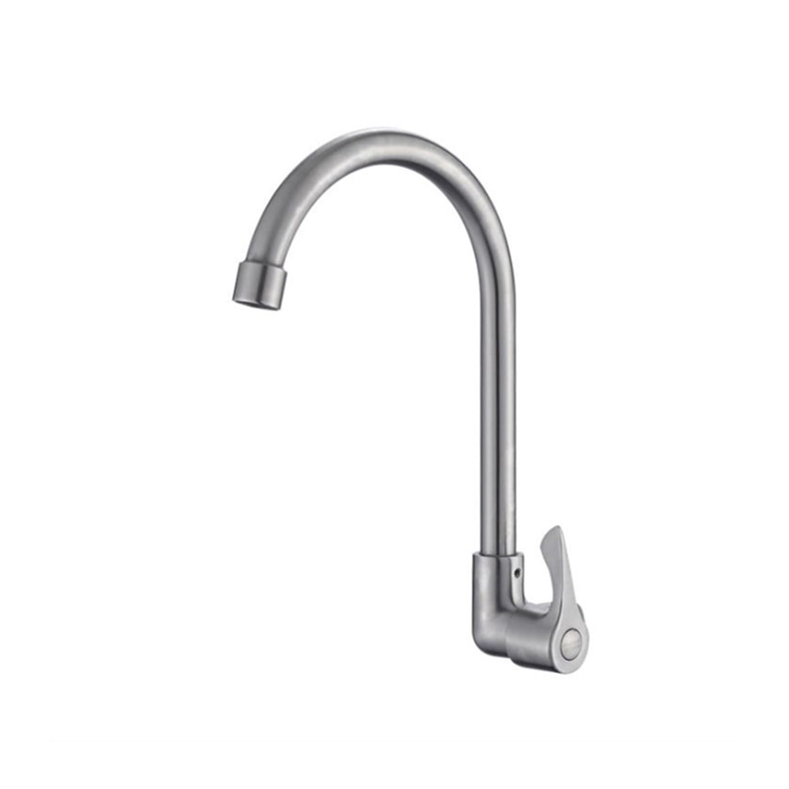 Robinet d'évier de cuisine froid simple mural monotrou avec bec rotatif pour espace réduit