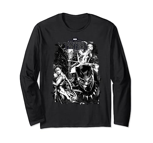 T-shirt Black Panther Marvel manches longues en coton durable qui ne rétrécit pas au lavage