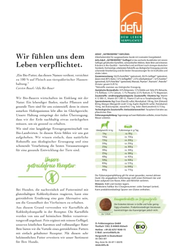 defu Hundefutter | 1 x 10 kg | Adult getreidefrei Bio Geflügel | Premium Bio Trockenfutter für ausgewachsene Hunde