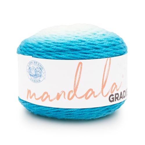 Lion Brand Yarn Mandala Gradient Flerfärgat garn för stickning, virkning och hantverk, blå (Aqua), 1-pack