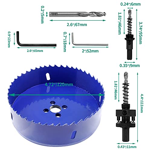 Image of Luomorgo 120mm /4.72 inch Hole Saw with Arbor, 1 1 /4 inch Cutting Depth