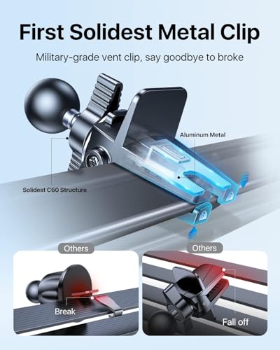 Image of andobil 2026 Upgraded for Magsafe Car Mount [Biggest Panel, Big Phone Friendly] 360 Rotation Magnetic Phone Holder for Car Vent Suitable for iPhone 17 /16 /15 Pro Max Samsung S25 /S24 (Grey)