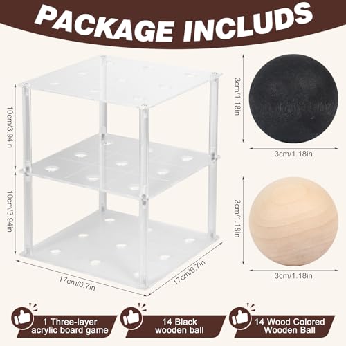 Juego de Mesa 3D Tic Tac Toe con Bolas de Madera miniatura 2