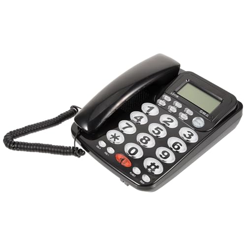 Teléfono fijo para oficina y hogar TOYANDONA en PVC negro con pantalla grande intuitiva