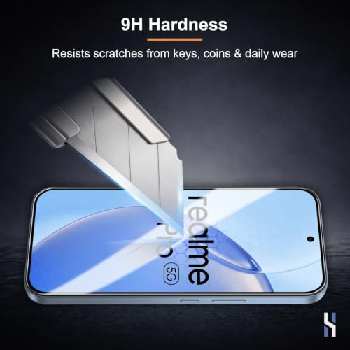 Image of Tempered Glass for Realme 16 Pro - Military Grade 9H Screen Guard, Anti-Scratch, Shatterproof, Edge to Edge Full Coverage - Black Border